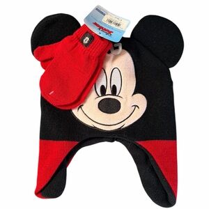 Disney Mickey Mouse Knit Hat and Mittens Set